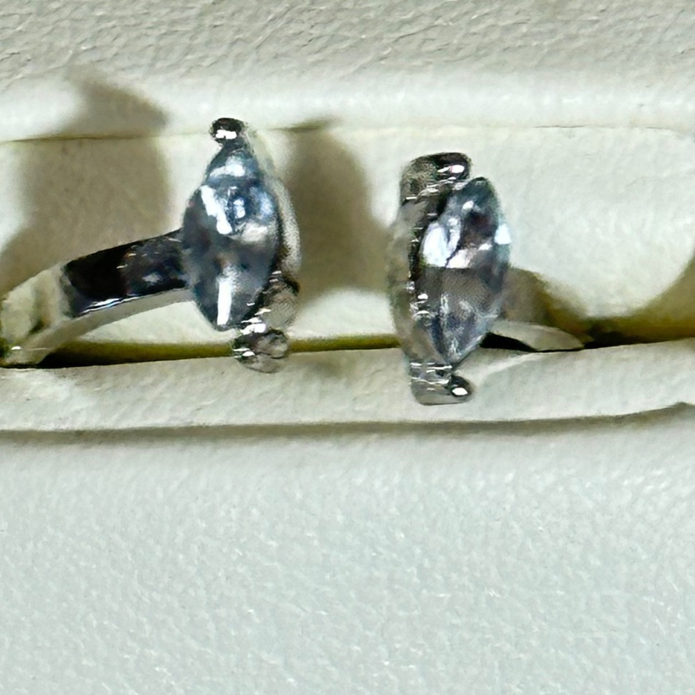 Silver Ring, Aquamarine, 2 marquee, adjustable ring. NWOT